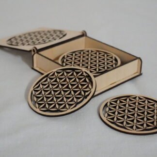 Geometric Elegance Wooden Coaster Set