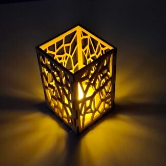 Geometric Wooden LED Candle Holder & Pen Holder