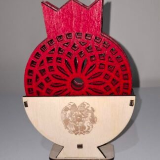 Pomegranate Wooden Decorative Holder with Armenian Symbol