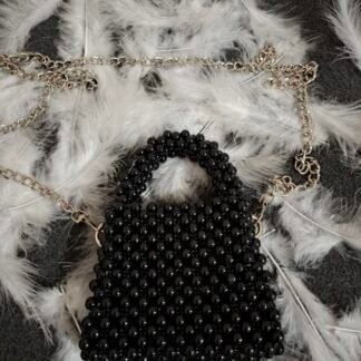 Elegant Black Beaded Handbag